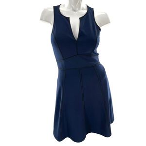 Adelyn Rae Sleeveless Navy Blue w/ Black Piping Scuba Skater Dress in Size Small